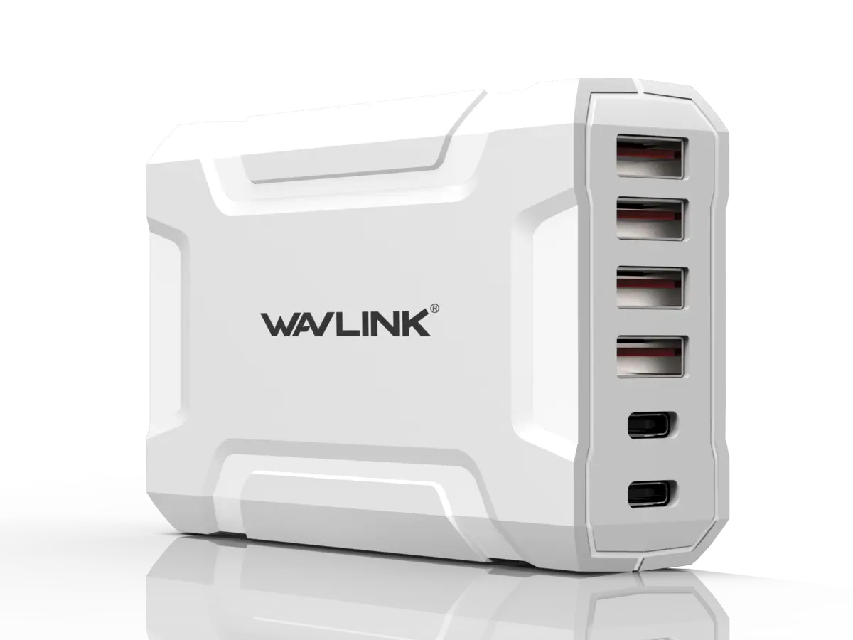 WavLink 六端口便攜快速60W充電座 (USB-C 3A Max x 2 + USB 2.4A Max x 4) - 遠野倉庫 Yuenye Warehouse