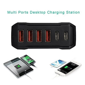 WavLink 六端口便攜快速60W充電座 (USB-C 3A Max x 2 + USB 2.4A Max x 4) - 遠野倉庫 Yuenye Warehouse