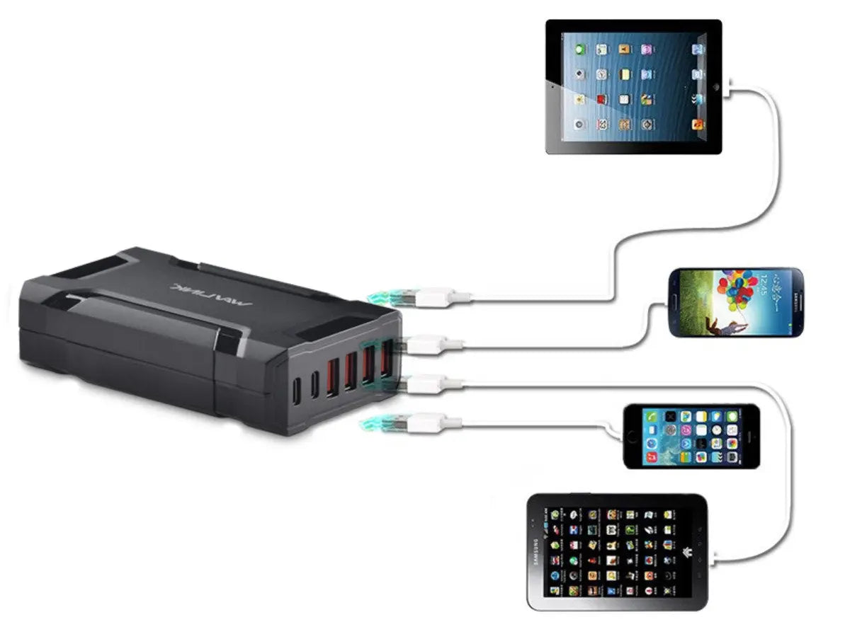 WavLink 六端口便攜快速60W充電座 (USB-C 3A Max x 2 + USB 2.4A Max x 4) - 遠野倉庫 Yuenye Warehouse
