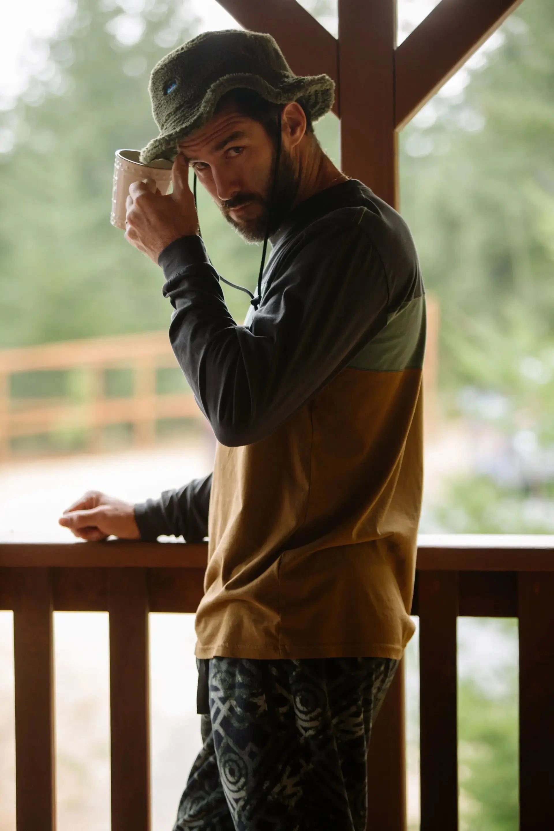 KAVU LS Untracked T-Night Spruce 長袖三色拼接恤衫 KAVU