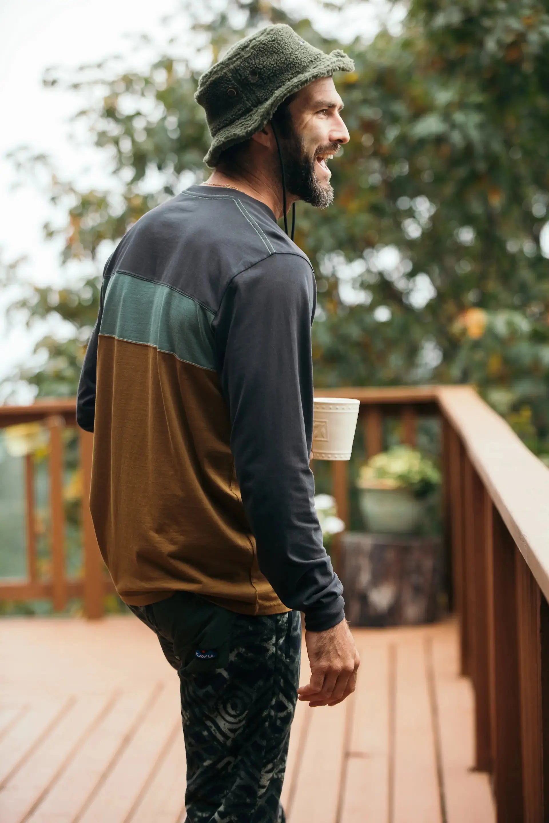 KAVU LS Untracked T-Night Spruce 長袖三色拼接恤衫 KAVU
