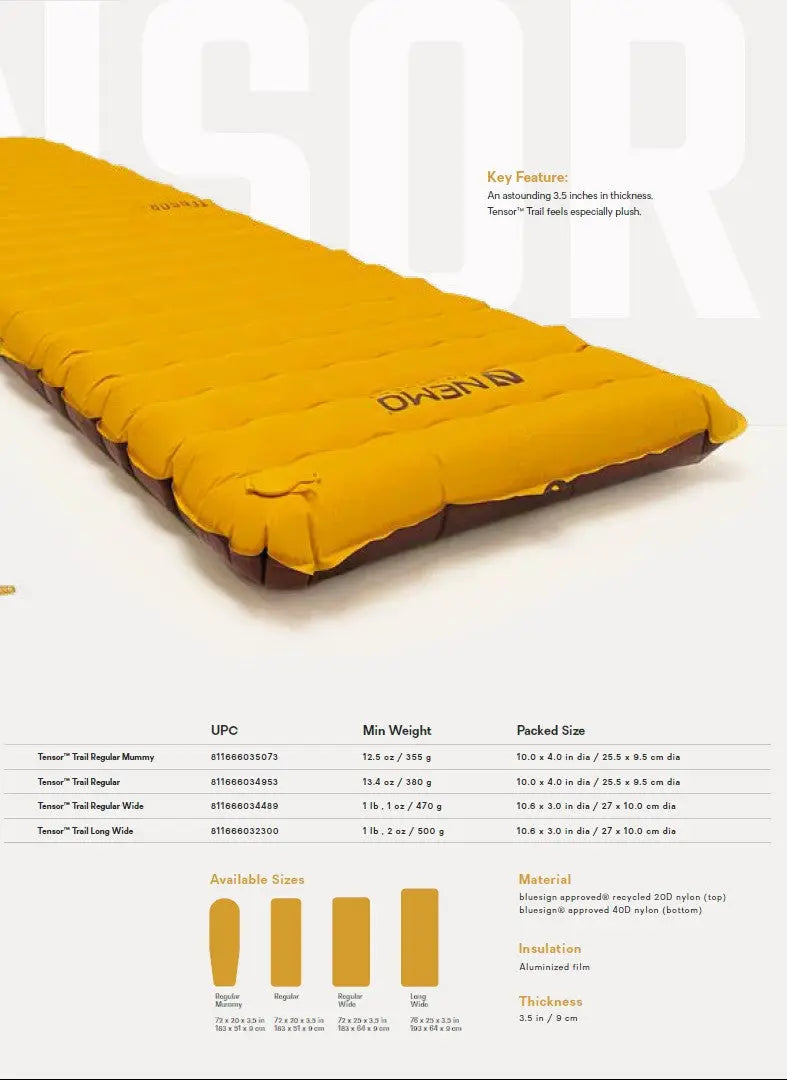 Tensor Trail Regular Sleeping Pad 超輕隔熱睡墊(2024新版) - 遠野倉庫 Yuenye Warehouse
