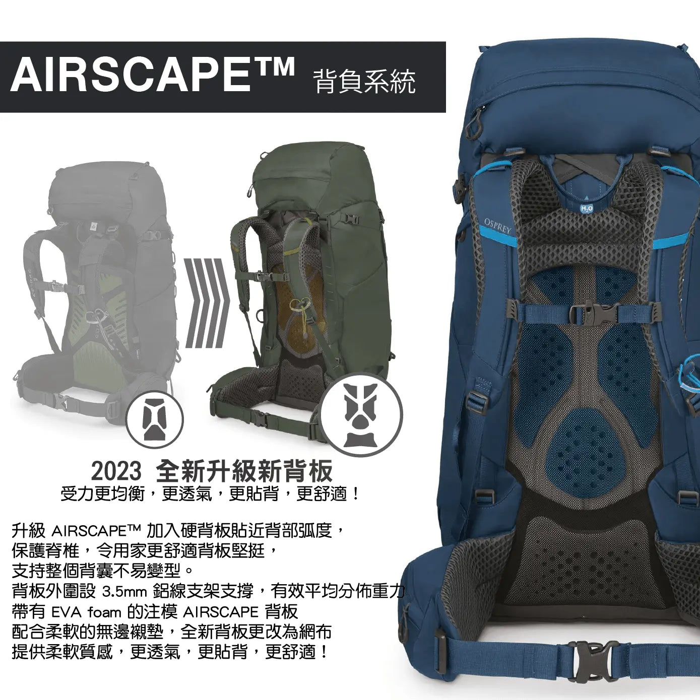 Osprey Kestrel Backpack  男裝輕量登山背包(S23升級版38L/48L/58L/68L) - 遠野倉庫 Yuenye Warehouse