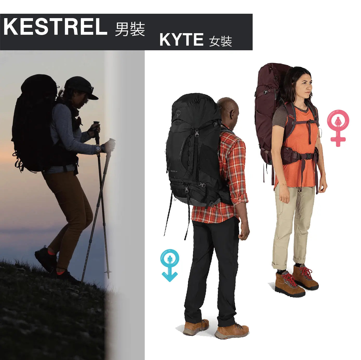 Osprey Kestrel Backpack  男裝輕量登山背包(S23升級版38L/48L/58L/68L) - 遠野倉庫 Yuenye Warehouse