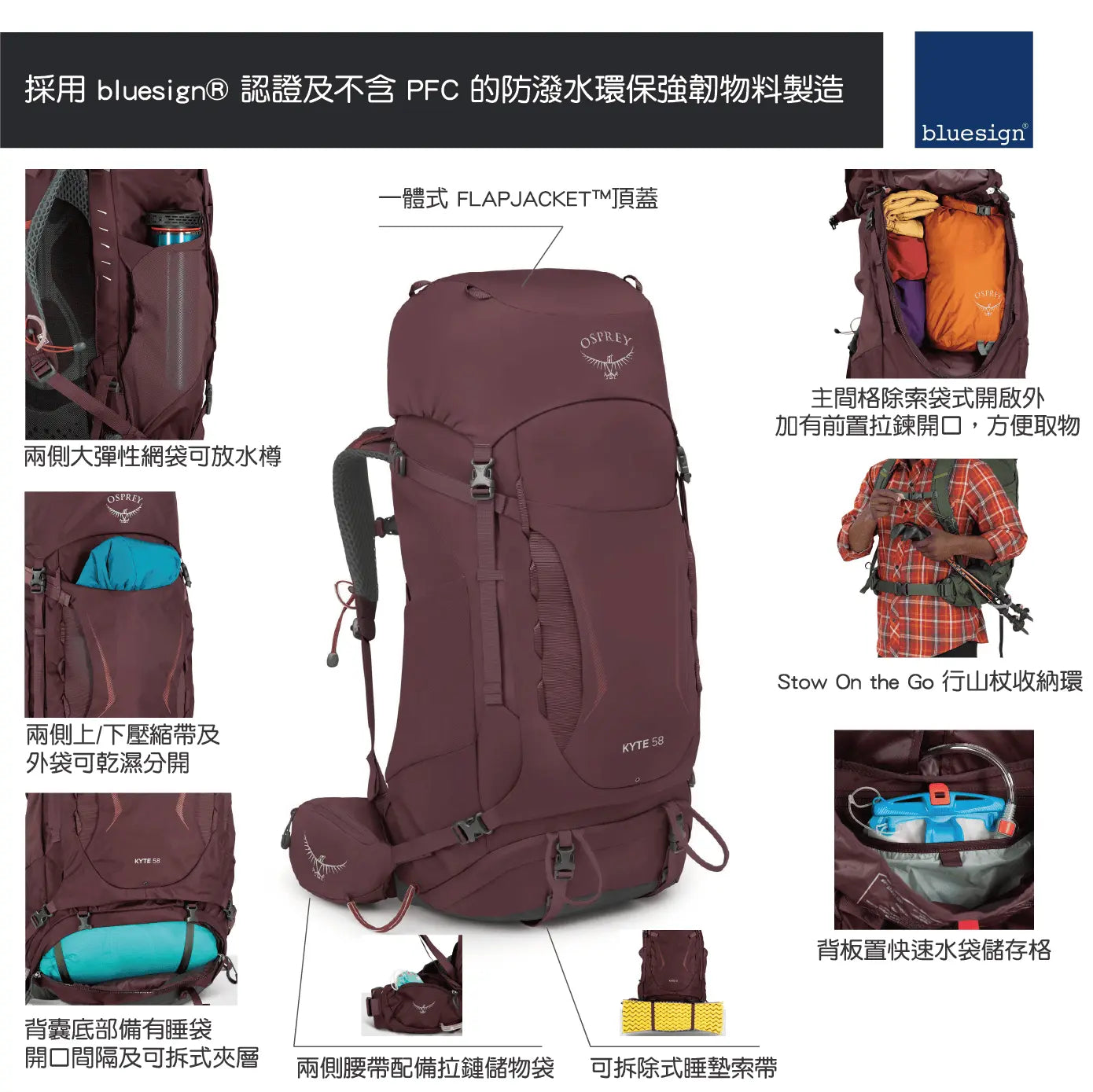 Osprey Kestrel Backpack  男裝輕量登山背包(S23升級版38L/48L/58L/68L) - 遠野倉庫 Yuenye Warehouse
