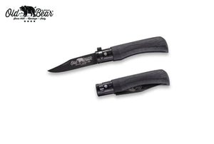 Antonini Old Bear® Total Black Laminated with BLACK/SILVER collar 全鍍黑連黑扣/銀扣 (不鏽鋼刀刃) - 遠野倉庫 Yuenye Warehouse