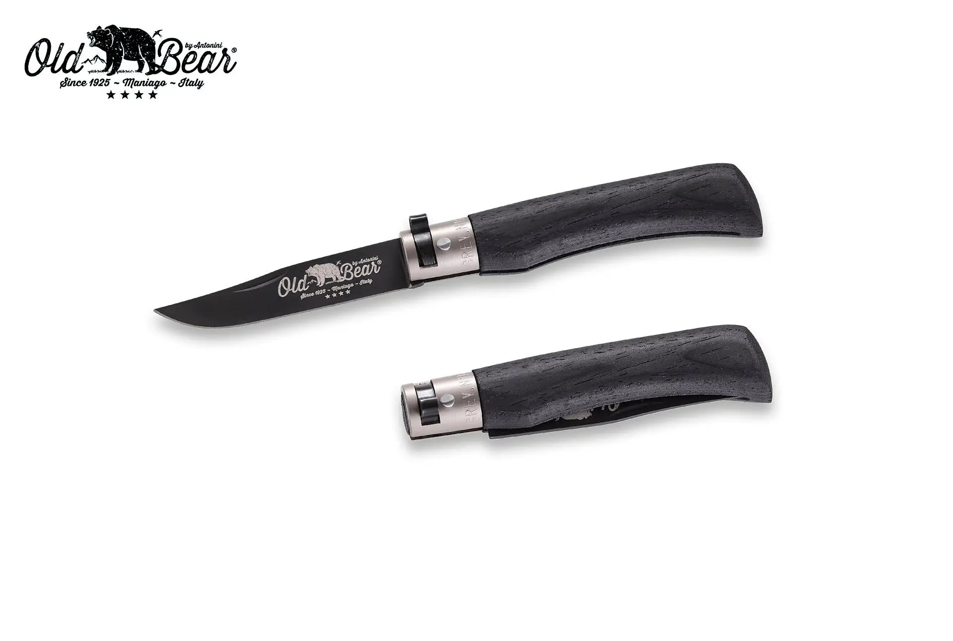 Antonini Old Bear® Total Black Laminated with BLACK/SILVER collar 全鍍黑連黑扣/銀扣 (不鏽鋼刀刃) - 遠野倉庫 Yuenye Warehouse