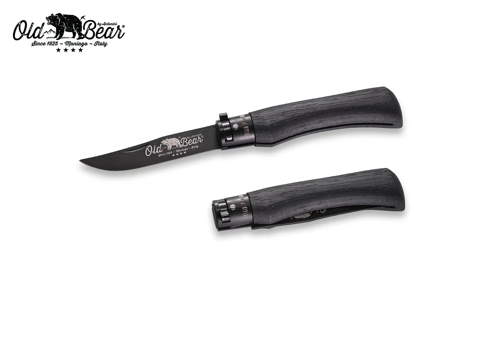 Antonini Old Bear® Total Black Laminated with BLACK/SILVER collar 全鍍黑連黑扣/銀扣 (不鏽鋼刀刃) - 遠野倉庫 Yuenye Warehouse