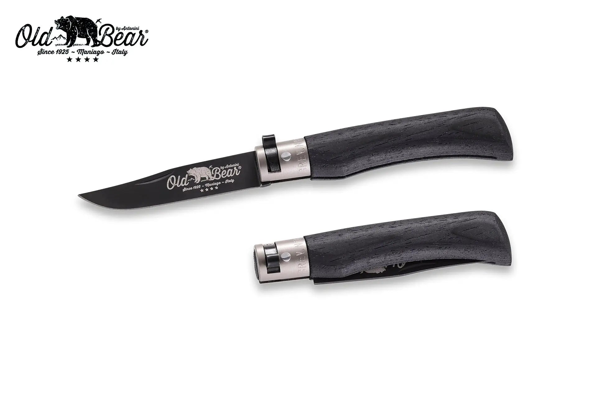 Antonini Old Bear® Total Black Laminated with BLACK/SILVER collar 全鍍黑連黑扣/銀扣 (不鏽鋼刀刃) - 遠野倉庫 Yuenye Warehouse