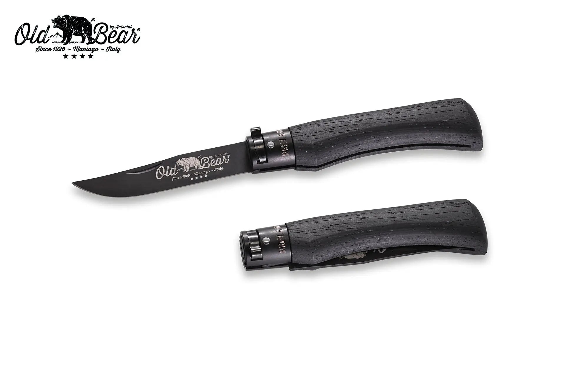 Antonini Old Bear® Total Black Laminated with BLACK/SILVER collar 全鍍黑連黑扣/銀扣 (不鏽鋼刀刃) - 遠野倉庫 Yuenye Warehouse