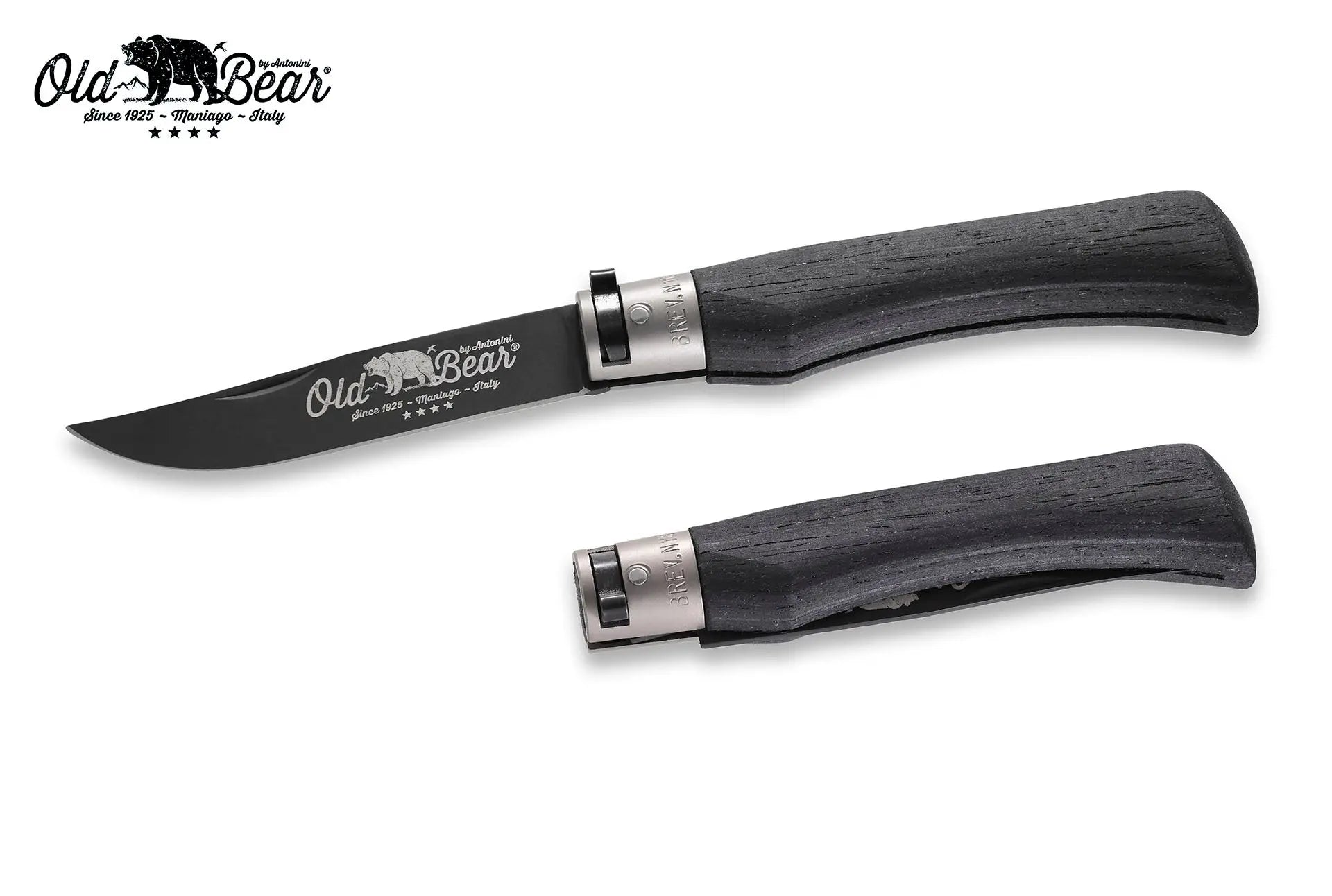 Antonini Old Bear® Total Black Laminated with BLACK/SILVER collar 全鍍黑連黑扣/銀扣 (不鏽鋼刀刃) - 遠野倉庫 Yuenye Warehouse
