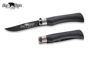 Antonini Old Bear® Total Black Laminated with BLACK/SILVER collar 全鍍黑連黑扣/銀扣 (不鏽鋼刀刃) - 遠野倉庫 Yuenye Warehouse