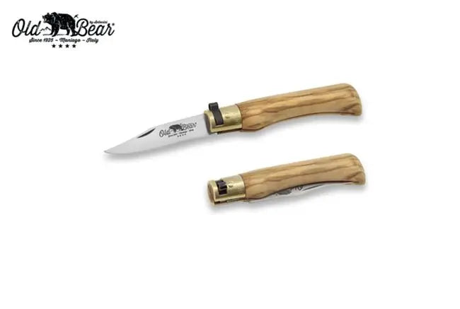 Antonini Old Bear® Classical Italian Olive stainless steel blade 意大利橄欖木柄摺刀 (不鏽鋼刀刃) - 遠野倉庫 Yuenye Warehouse