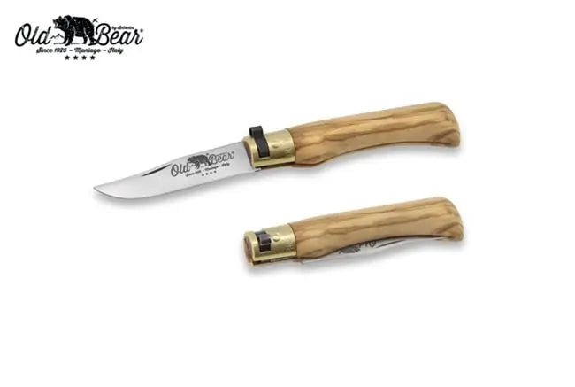 Antonini Old Bear® Classical Italian Olive stainless steel blade 意大利橄欖木柄摺刀 (不鏽鋼刀刃) - 遠野倉庫 Yuenye Warehouse