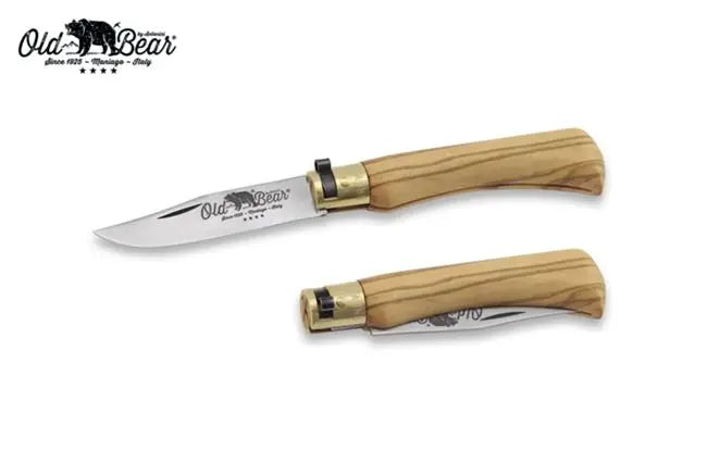 Antonini Old Bear® Classical Italian Olive stainless steel blade 意大利橄欖木柄摺刀 (不鏽鋼刀刃) - 遠野倉庫 Yuenye Warehouse
