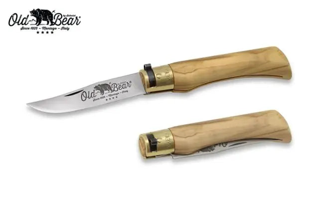 Antonini Old Bear® Classical Italian Olive stainless steel blade 意大利橄欖木柄摺刀 (不鏽鋼刀刃) - 遠野倉庫 Yuenye Warehouse