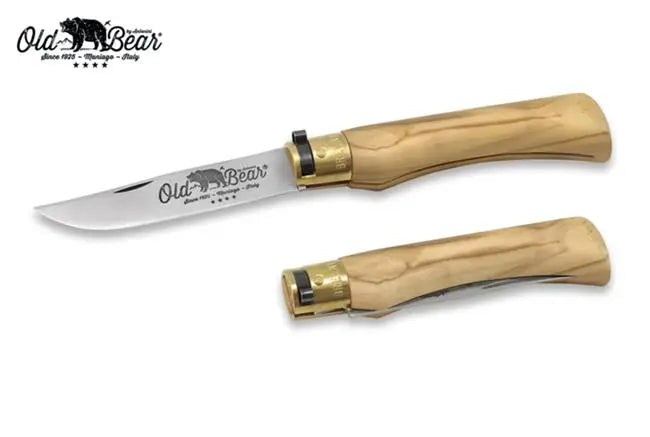 Antonini Old Bear® Classical Italian Olive stainless steel blade 意大利橄欖木柄摺刀 (不鏽鋼刀刃) - 遠野倉庫 Yuenye Warehouse