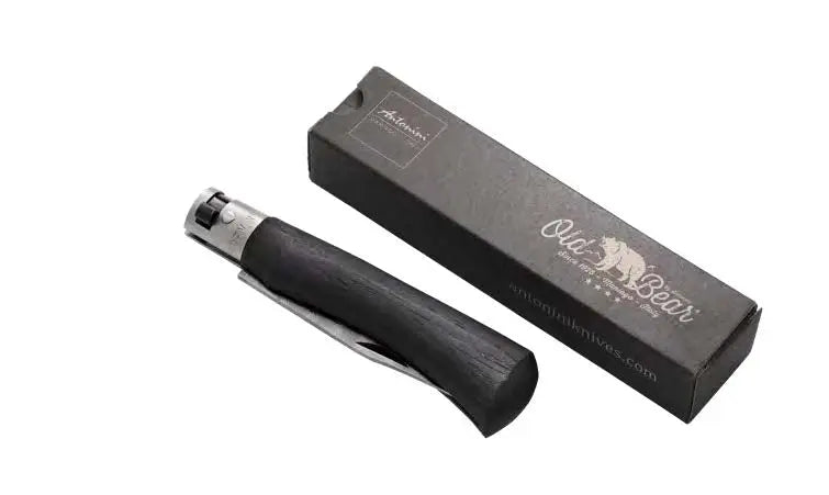 Antonini Old Bear® Total Black Laminated with BLACK/SILVER collar 全鍍黑連黑扣/銀扣 (不鏽鋼刀刃) - 遠野倉庫 Yuenye Warehouse