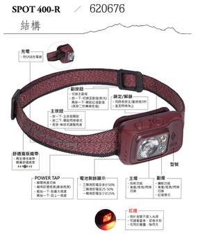 Black Diamond Spot 400-R Rechargeable Headlamp 戶外充電頭燈