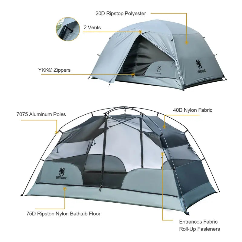 Onetigris Cosmitto Backpacking Tent 雙人自立營 深灰色 - 遠野倉庫 Yuenye Warehouse