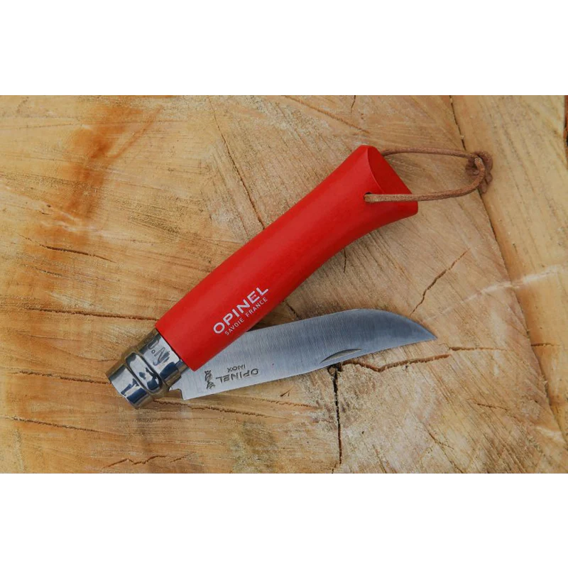 Opinel  不銹鋼尖頭摺刀 - N08 Bushwhacker 傳統色彩 (帶索繩)
