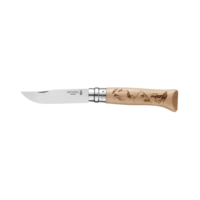 Opinel 特別版 不銹鋼尖頭摺刀 - N08 Mountain Sport 遠足雕刻 - 遠野倉庫 Yuenye Warehouse
