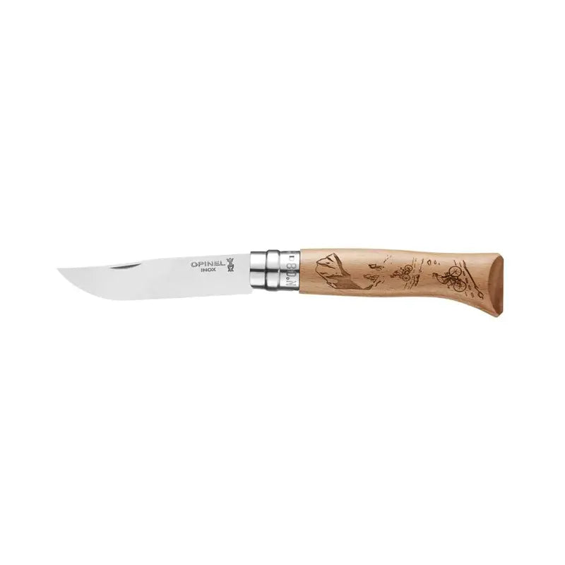Opinel 特別版 不銹鋼尖頭摺刀 - N08 Mountain Sport 踏單車雕刻 - 遠野倉庫 Yuenye Warehouse