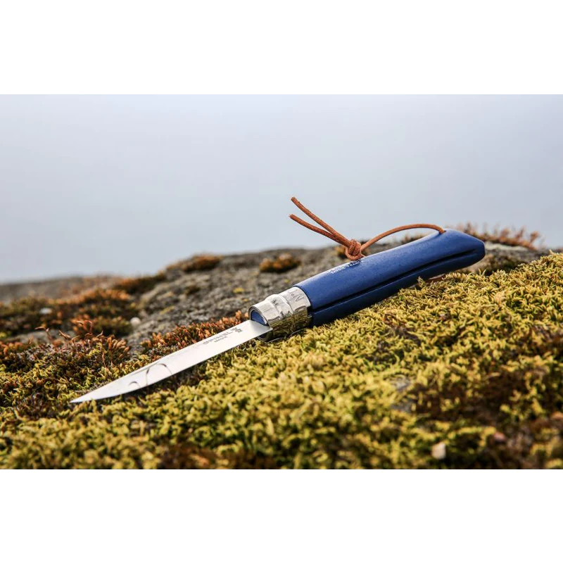 Opinel  不銹鋼尖頭摺刀 - N08 Bushwhacker 傳統色彩 (帶索繩)
