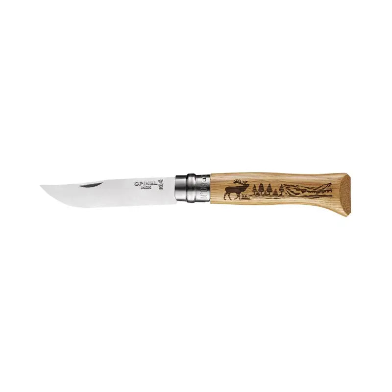 Opinel 特別版 不銹鋼尖頭摺刀 - N08 Animalia 麋鹿雕刻 - 遠野倉庫 Yuenye Warehouse