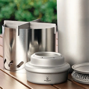 SilverAnt Titanium Multi-fuel Stove with Wind Shield and Cross Stand 鈦酒精爐頭連爐架擋風板套裝 - 遠野倉庫 Yuenye Warehouse