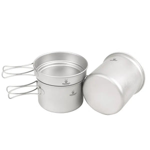 SilverAnt Ultralight 3-Piece Titanium Camping Cookware Set 超輕 3 件套鈦野營炊具套裝(750ml中鈦鍋、1000ml大鈦鍋、煎Pan) - 遠野倉庫 Yuenye Warehouse