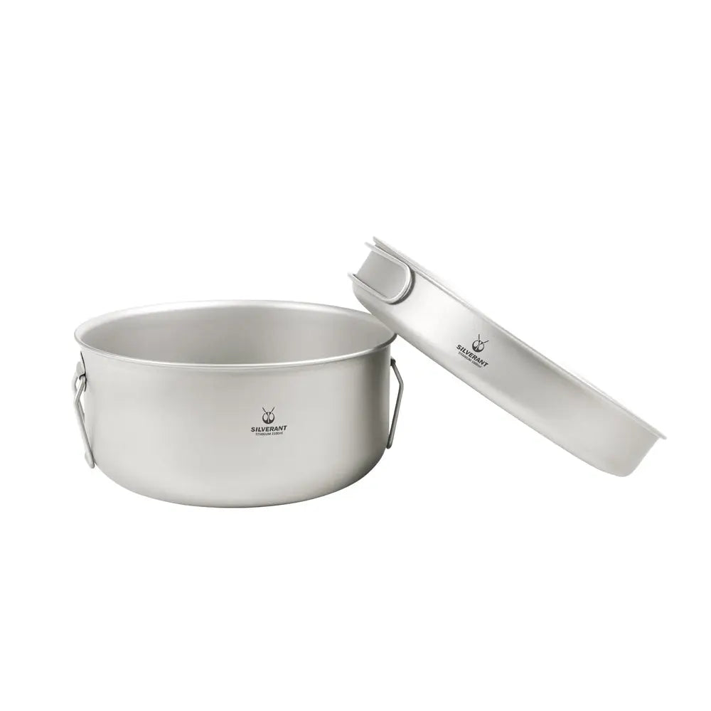SilverAnt Large 2-Piece Titanium Pot & Pan Camping Cookware Set 大型 2 件套野營炊具套裝(2100ml鈦鍋、煎pan) - 遠野倉庫 Yuenye Warehouse