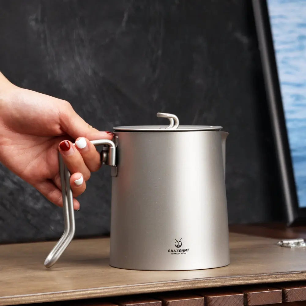 SilverAnt Titanium Pour Over Short Spout Kettle with Filter 900ml 鈦水壺(含過濾器) - 遠野倉庫 Yuenye Warehouse