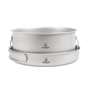 SilverAnt Large 2-Piece Titanium Pot & Pan Camping Cookware Set 大型 2 件套野營炊具套裝(2100ml鈦鍋、煎pan) - 遠野倉庫 Yuenye Warehouse