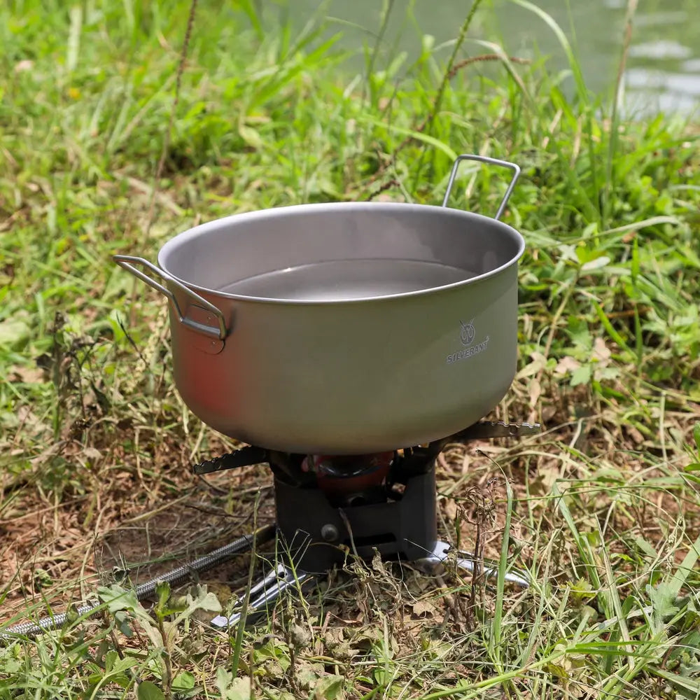 SilverAnt Large 2-Piece Titanium Pot & Pan Camping Cookware Set 大型 2 件套野營炊具套裝(2100ml鈦鍋、煎pan) - 遠野倉庫 Yuenye Warehouse