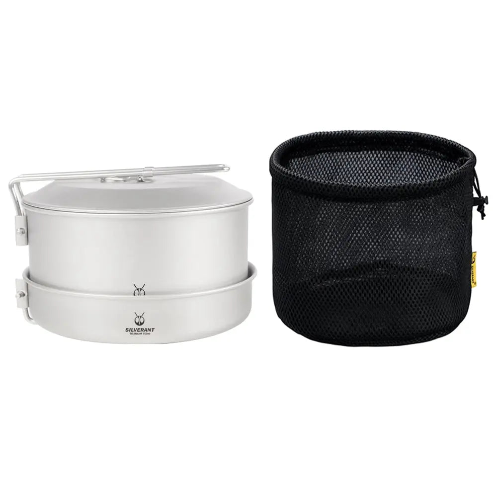 SilverAnt Titanium Camping Cookware Set 2件裝野營炊具套裝(1600ml鈦鍋、煎Pan) - 遠野倉庫 Yuenye Warehouse