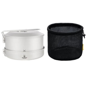 SilverAnt Titanium Camping Cookware Set 2件裝野營炊具套裝(1600ml鈦鍋、煎Pan) - 遠野倉庫 Yuenye Warehouse
