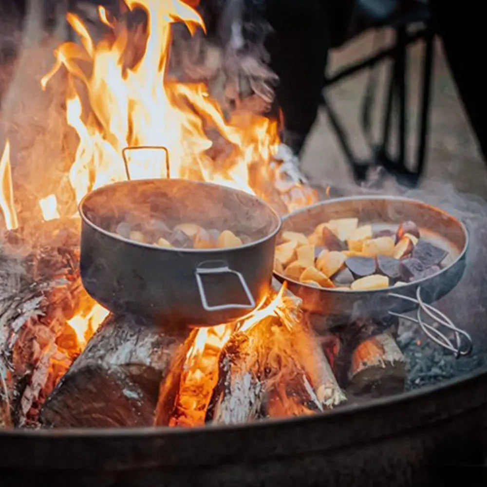 SilverAnt Large 2-Piece Titanium Pot & Pan Camping Cookware Set 大型 2 件套野營炊具套裝(2100ml鈦鍋、煎pan) - 遠野倉庫 Yuenye Warehouse