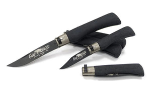 Antonini Old Bear® Total Black Laminated with BLACK/SILVER collar 全鍍黑連黑扣/銀扣 (不鏽鋼刀刃) - 遠野倉庫 Yuenye Warehouse