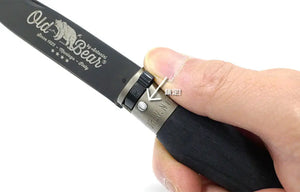 Antonini Old Bear® Total Black Laminated with BLACK/SILVER collar 全鍍黑連黑扣/銀扣 (不鏽鋼刀刃) - 遠野倉庫 Yuenye Warehouse