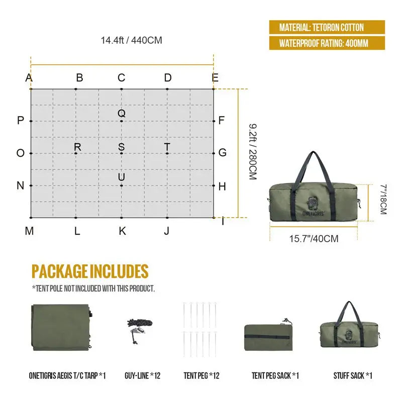 OneTigris FJORD T/C Camping Tarp 1-2人天幕帳蓬 - 遠野倉庫 Yuenye Warehouse