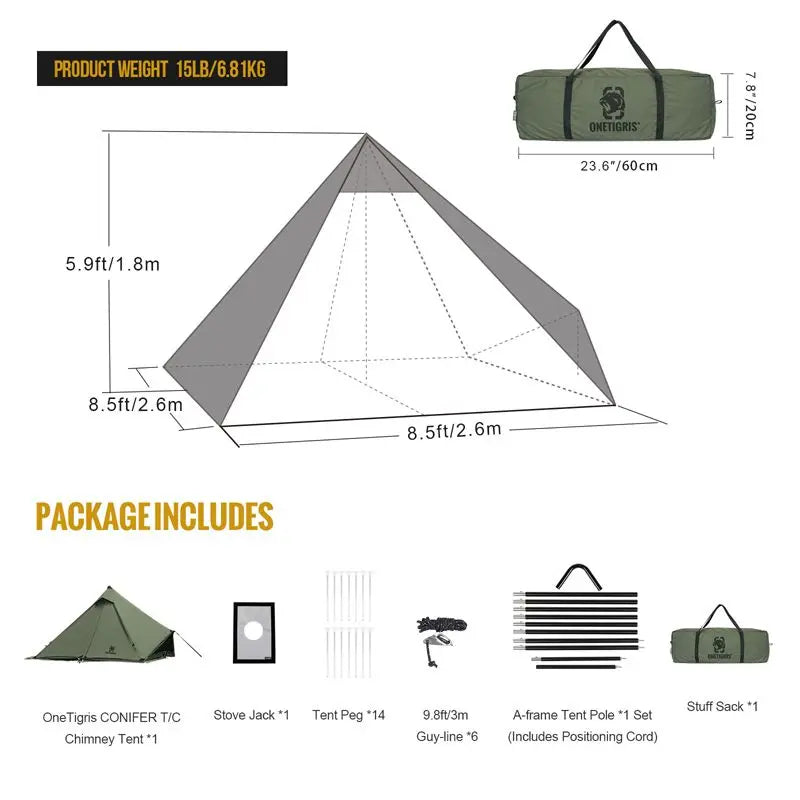 OneTigris CONIFER T/C Chimney Tent 2人TC棉金字塔煙囪帳篷 - 遠野倉庫 Yuenye Warehouse
