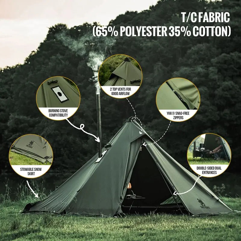 OneTigris CONIFER T/C Chimney Tent 2人TC棉金字塔煙囪帳篷 - 遠野倉庫 Yuenye Warehouse