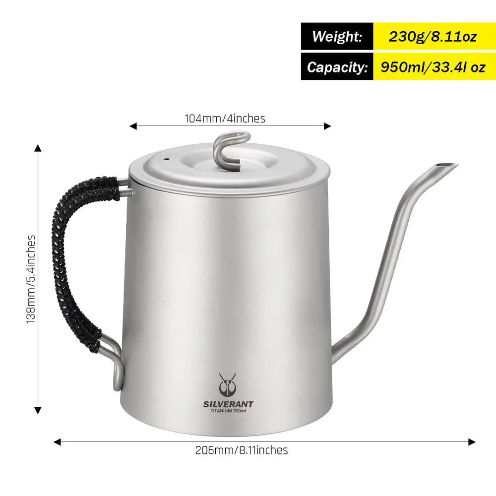 SilverAnt Titanium Pour Over Kettle 950ml 鈦水壺 - 遠野倉庫 Yuenye Warehouse